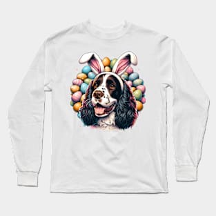 English Springer Spaniel Celebrates Easter with Bunny Ears Long Sleeve T-Shirt